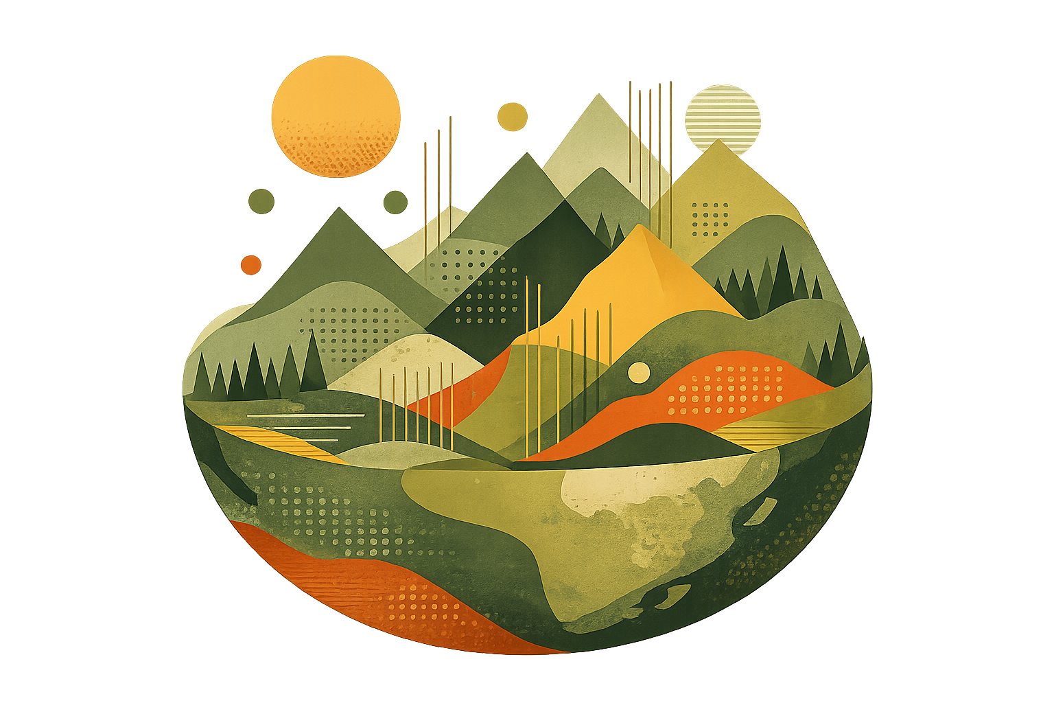 Hiike — stylised mountain landscape in a globe
